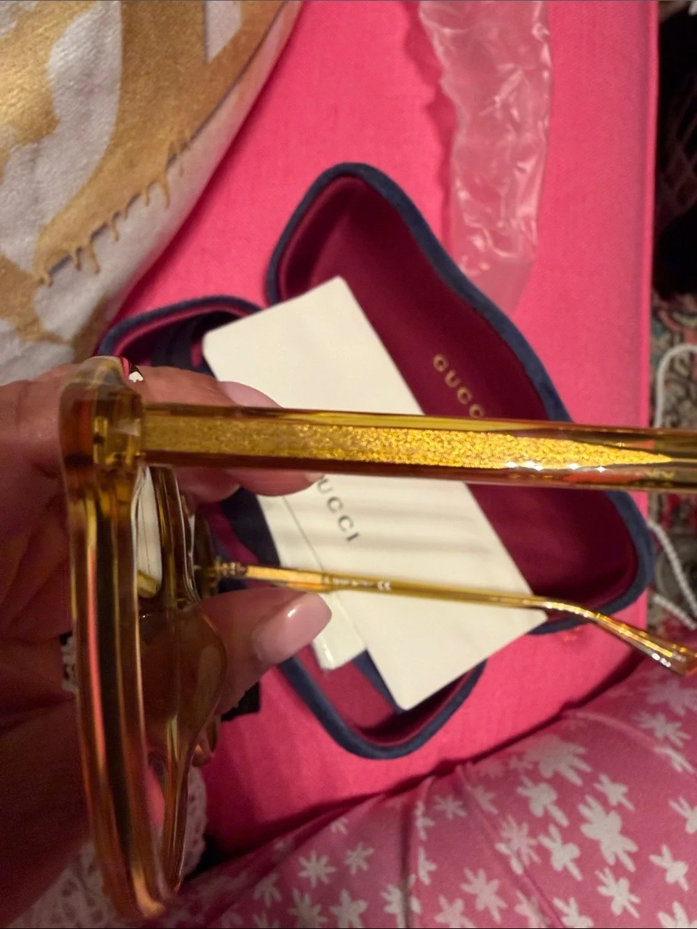 Gucci Transparent Yellow Round Sunglasses